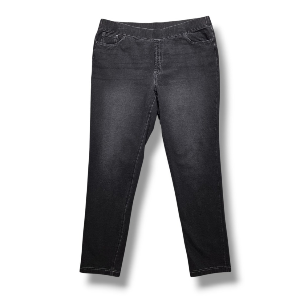 Pure Jill 5 Pocket Knit Jeans Womens Large Pull On Pockets Denim Pants High Rise